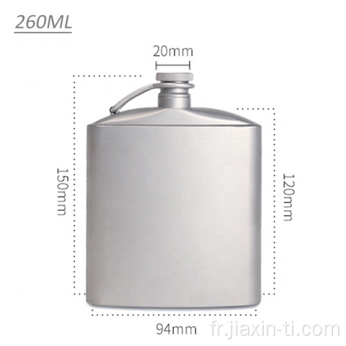 Flagon plat en titane pour camping en plein air